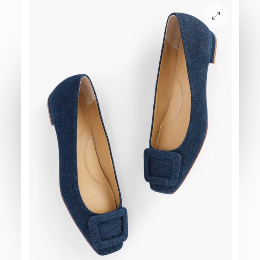 NWOB Talbots Sutton Buckle Flats in Denim